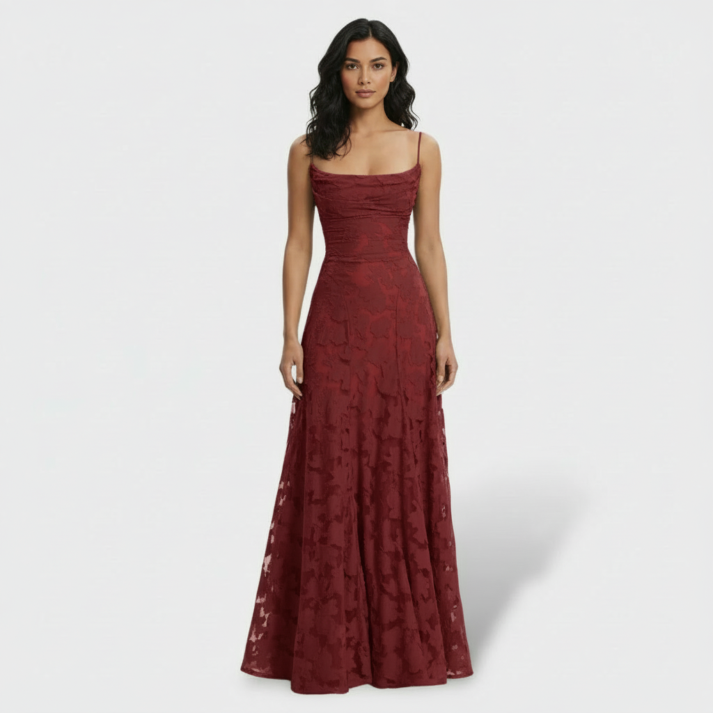 Vestido largo floral de fiesta para mujer con espalda abierta. Ideal para noche y ocasiones especiales.