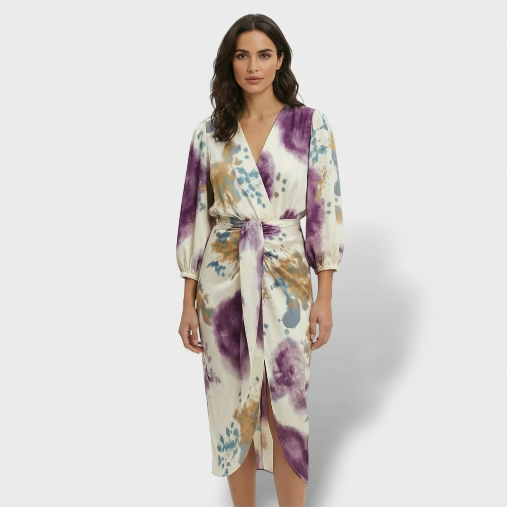 Vestido midi elegante de dos piezas para mujer, ideal para fiesta o evento. Conjunto moderno con estilo.