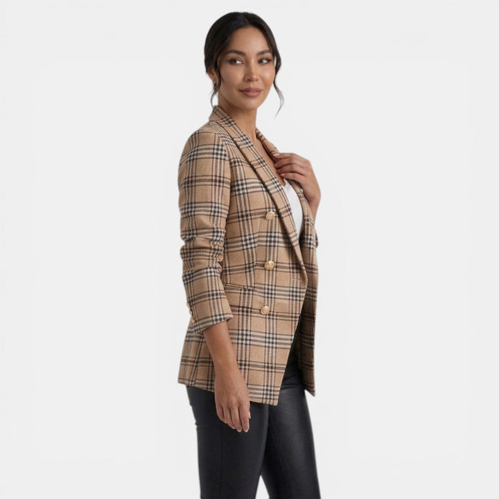 Chaqueta blazer estampada de mujer, ideal para primavera u otoño, estilo oficina formal.