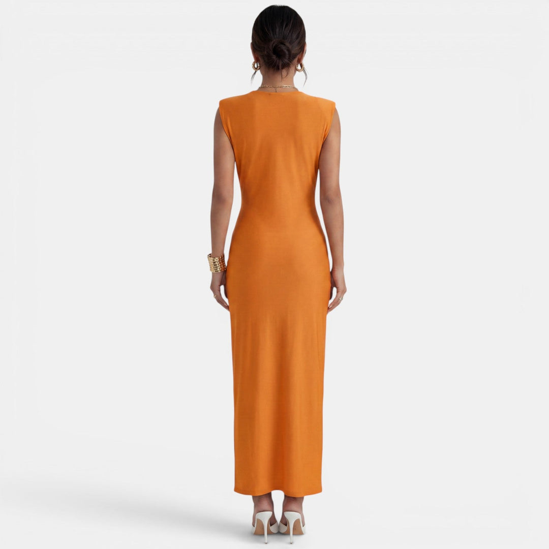 Elegante vestido ajustado de mujer, estilo largo y versátil para fiesta, noche o eventos.