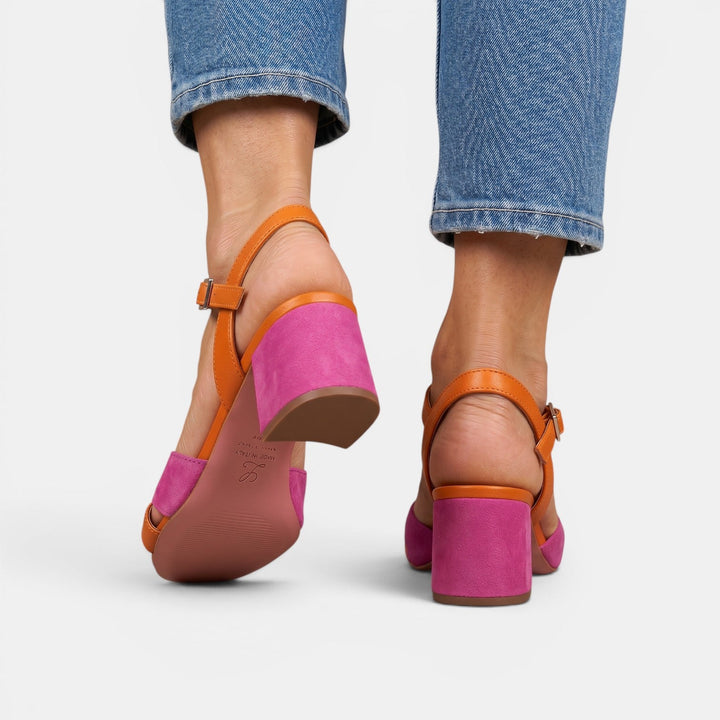 Calzado de verano: Sandalias ortopédicas rosas de tacón para mujer, cómodas y elegantes para fiestas.