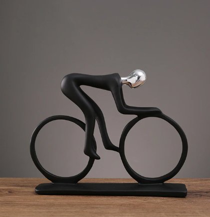 Escultura abstracta de bicicleta de resina, decoración moderna para amantes del ciclismo en hogar o jardín.