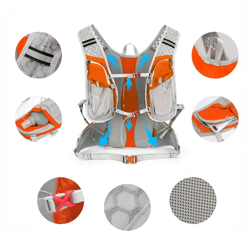 Mochila de aventura 15L para hombres, ligera, ajustable y preparada para ciclismo y senderismo.