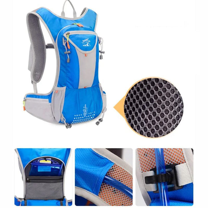 Mochila deportiva 15L de ciclismo para hombres, diseño moderno, ligera y ajustable para el aire libre.