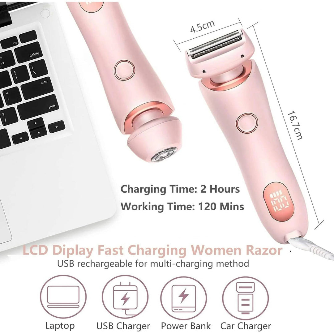 Afeitadora eléctrica ergonómica para mujer, fácil de usar. Depilación corporal precisa y cómoda, recargable.