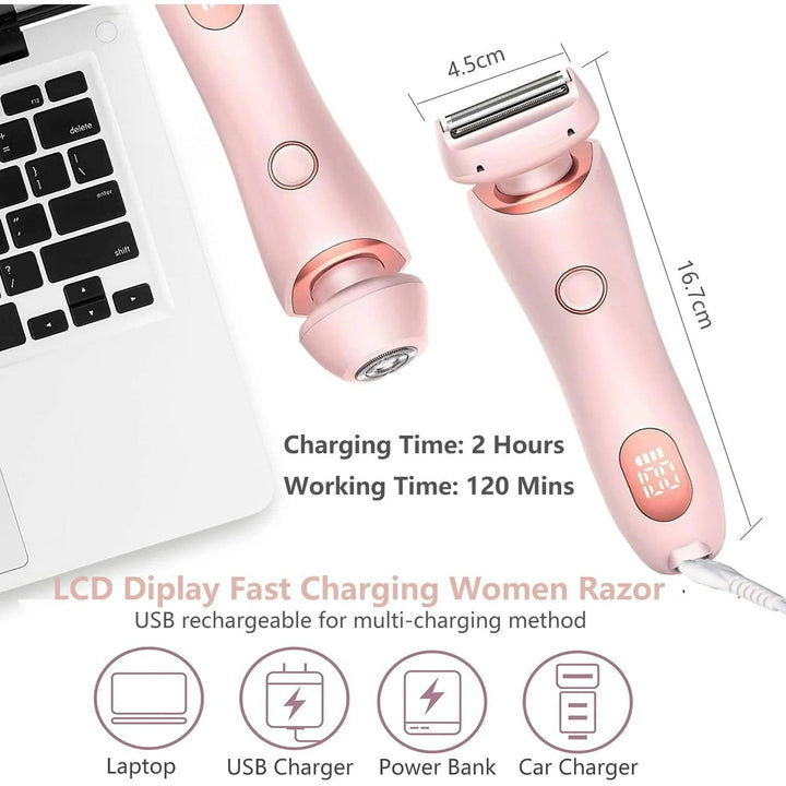 Afeitadora eléctrica ergonómica para mujer, fácil de usar. Depilación corporal precisa y cómoda, recargable.