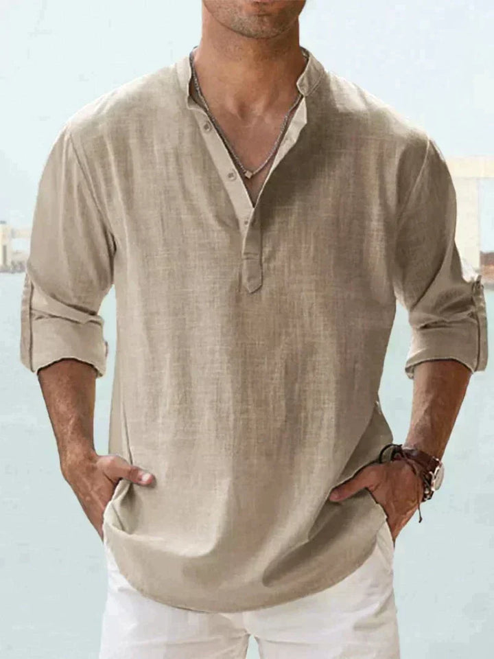 Camisa de lino para hombre. Cómoda, fresca y ligera, ideal para un look casual y moda masculina.