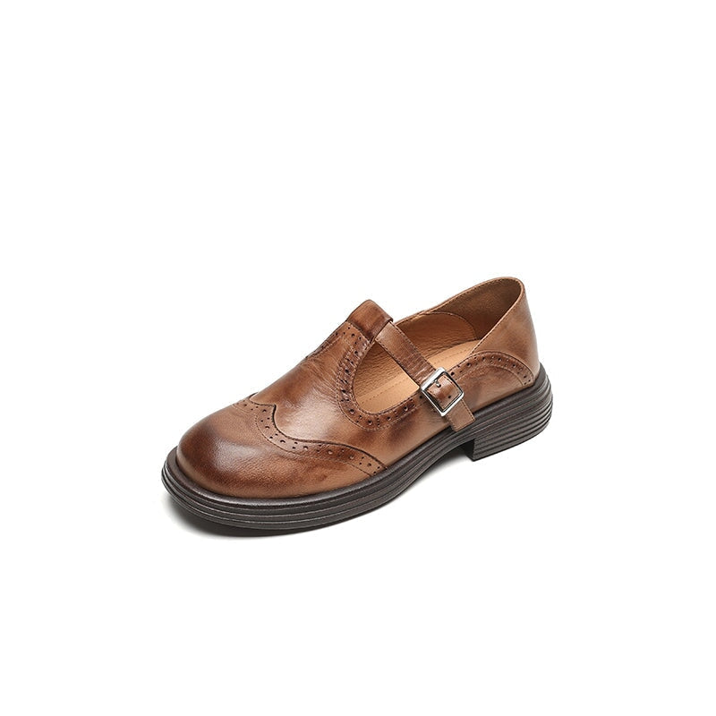 Zapatos de mujer T-strap con tacón bajo, diseño retro-vintage, perfectos para caminar.
