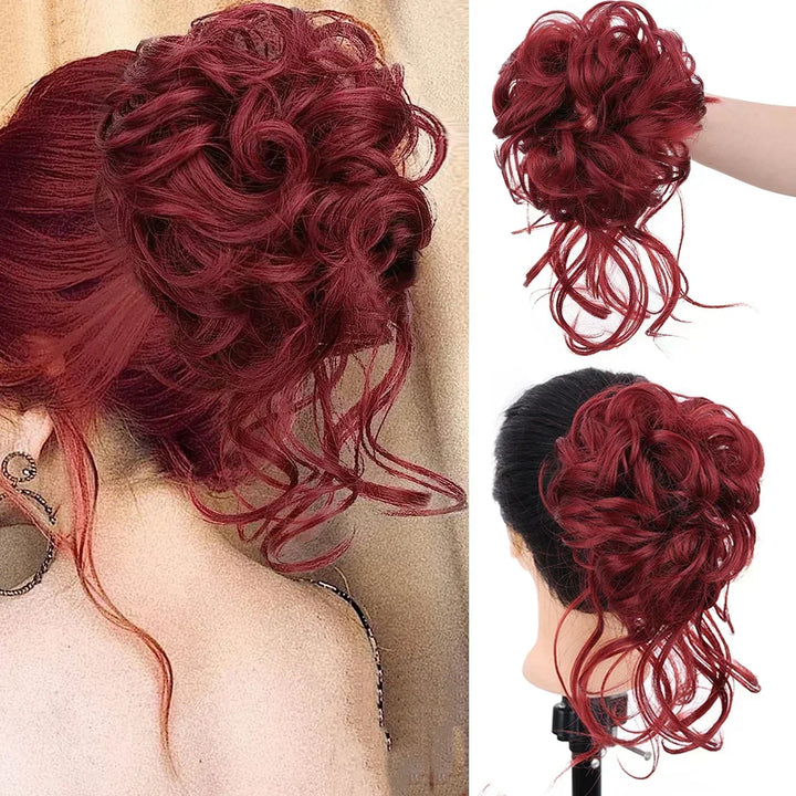 Moño rizado elegante, accesorio de cabello para un peinado fácil y volumen perfecto.