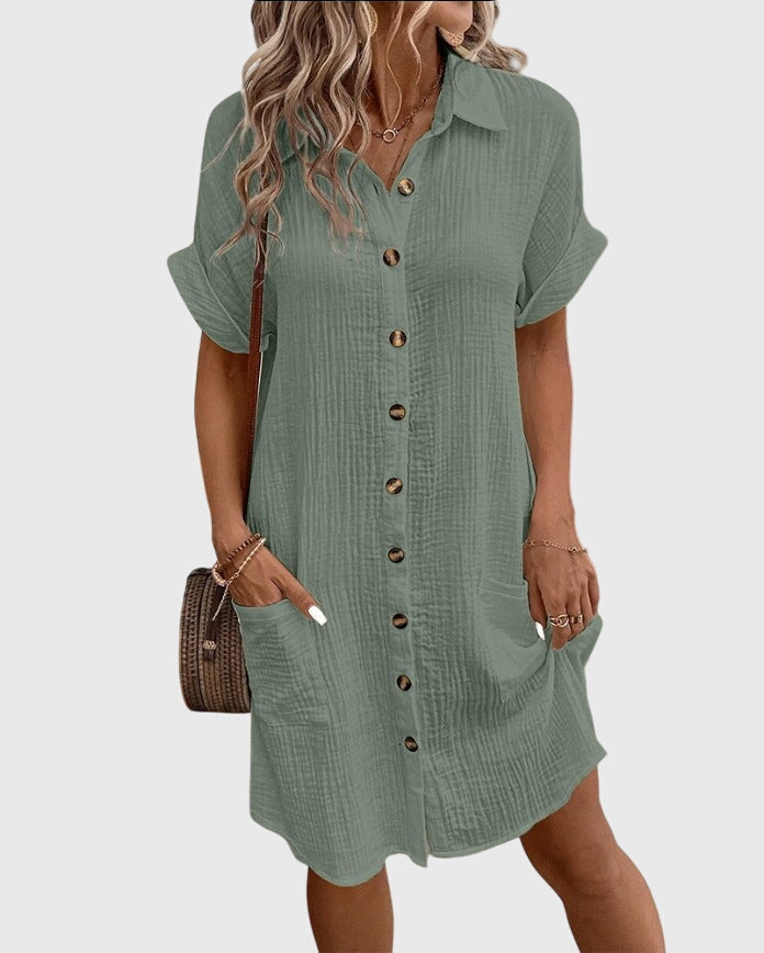 Vestido de verano elegante para mujer. Estilo cómodo, fluido y ligero, perfecto para primavera.