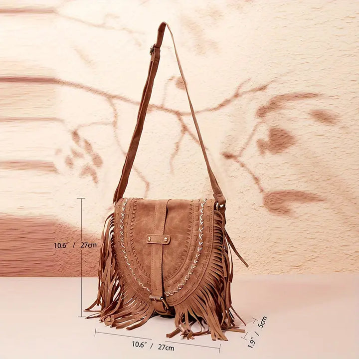 Bolso vintage marrón RIA para mujer, diseño retro chic, accesorio elegante y funcional para el día a día.