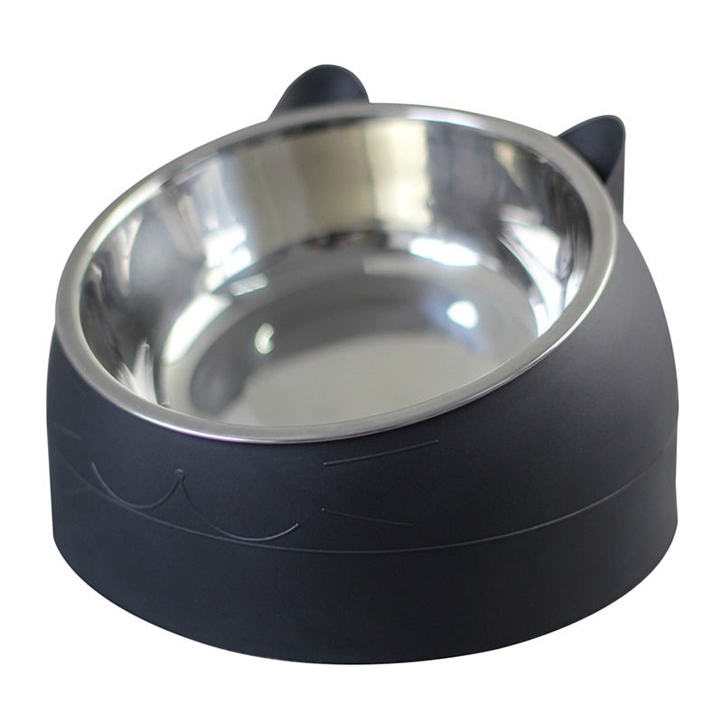 Comedero para gatos con soporte elevado e inclinación. Evita el reflujo y protege el cuello del gato.