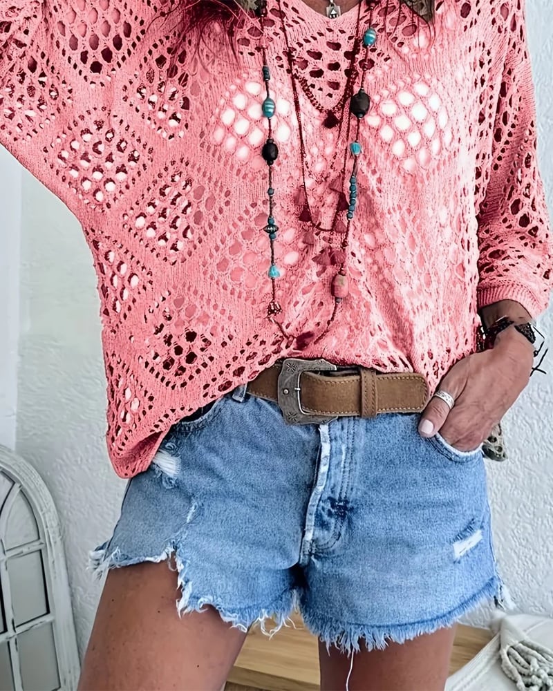 Suéter de mujer transpirable, estilo bohemio chic, tejido ligero y cómodo para primavera y verano.