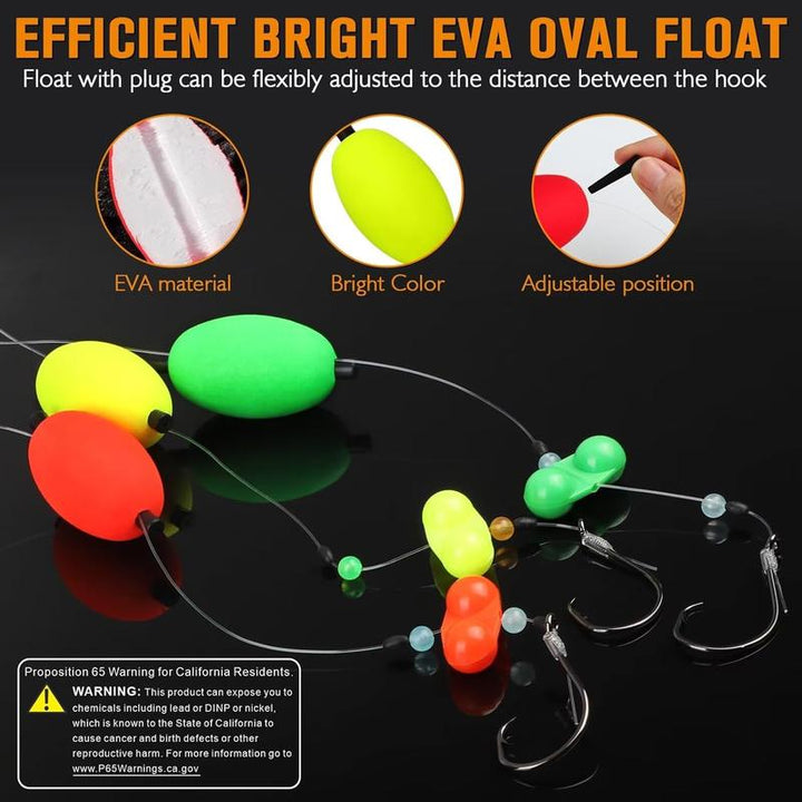 Accesorios de pesca: Aparejo pre-montado para bagre con flotadores de colores y emisión de sonido.