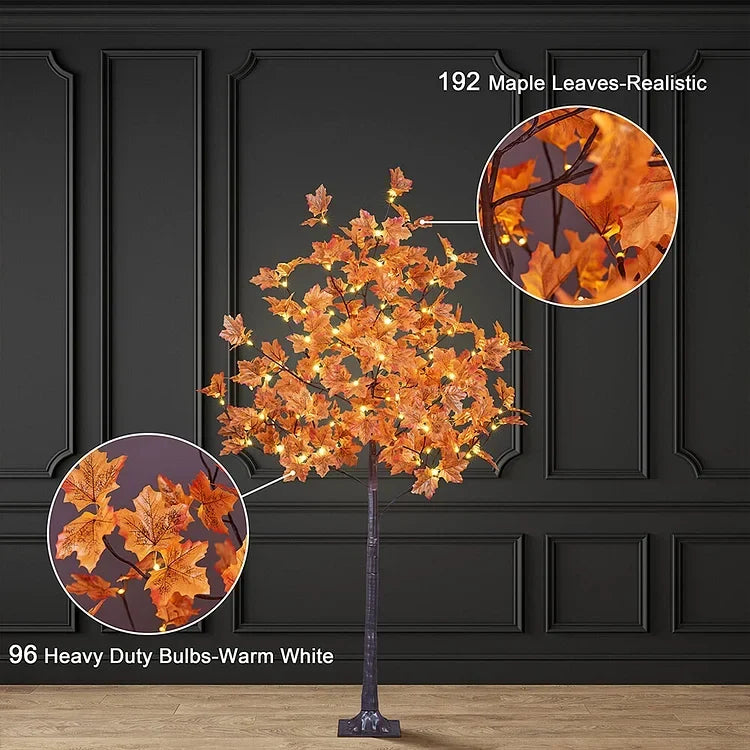 Árbol LED decorativo con diseño de hojas de otoño, aporta calidez y encanto a tu hogar.