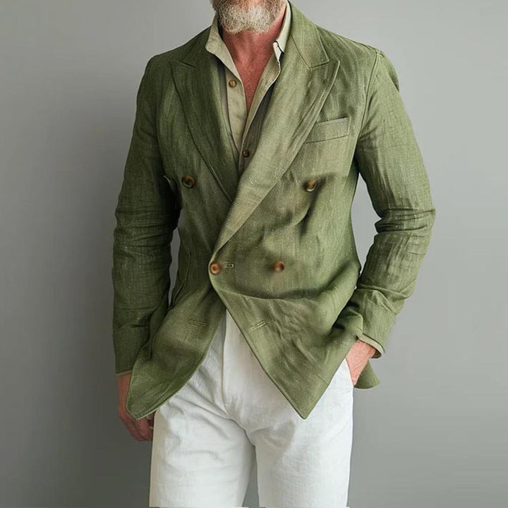 Chaqueta masculina slim fit de cuadros, diseño cruzado y formal. Una americana para traje moderna.