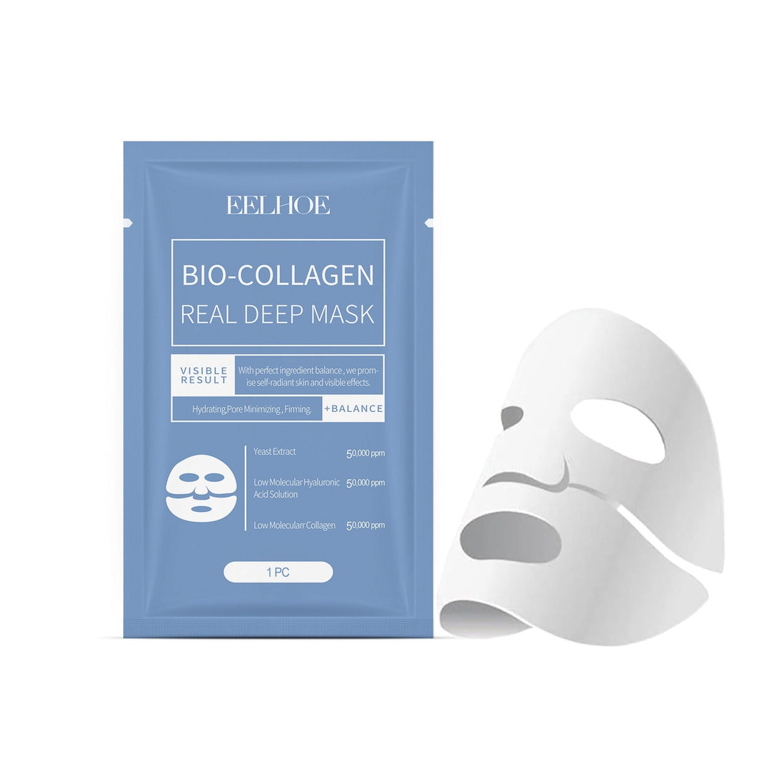 Mascarilla facial de bio-colágeno hidratante para noche. Cuidado antiedad y luminosidad.