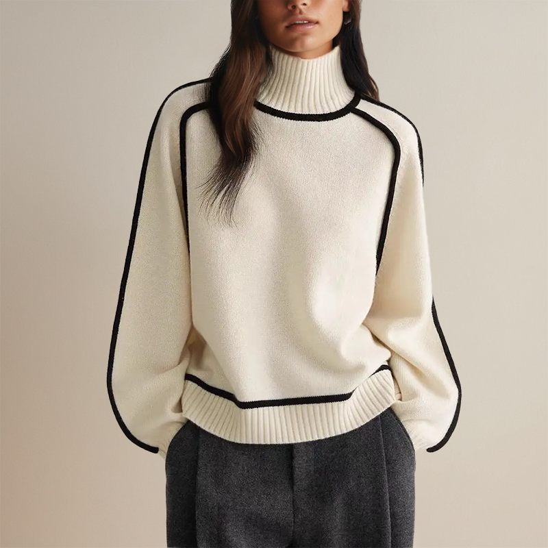 Suéter elegante de mujer, manga larga, textura suave, pullover cómodo, ideal para moda casual de otoño invierno.