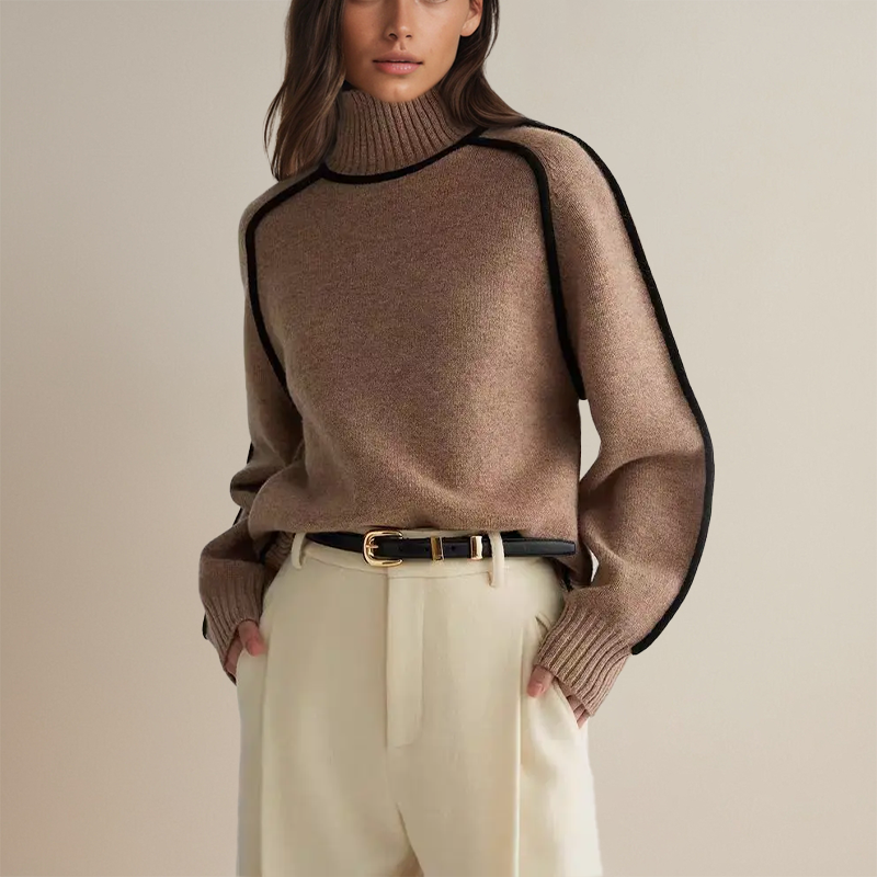 Suéter de mujer de manga larga, cómodo y versátil, perfecto para otoño e invierno, estilo casual chic.