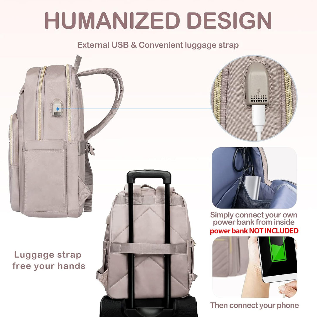 Elegante mochila de mujer para laptop, impermeable y ligera. Perfecta para uso diario, trabajo, universidad y viajes.
