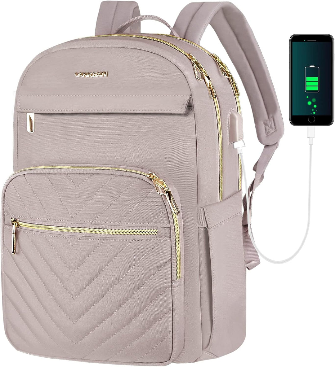 Mochila escolar para laptop de mujer, impermeable, ligera y con USB. Comodidad diaria para estudiantes.