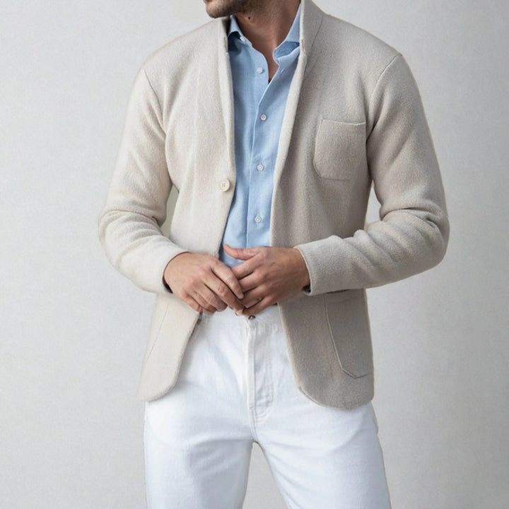 Cárdigan tipo blazer slim fit para hombre, elegante, con botones, ideal para look smart casual.