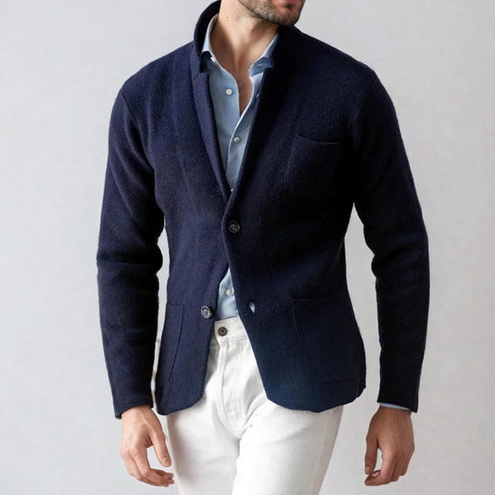 Cárdigan blazer hombre elegante y cómodo, corte slim fit, perfecto para estilo smart casual y formal.