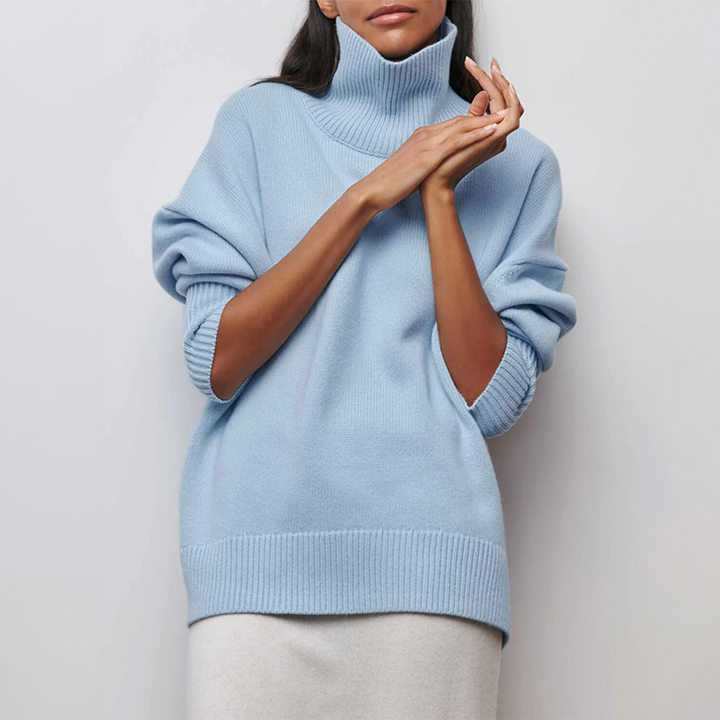 Elegante suéter de cuello alto para mujer, perfecto para invierno. Jersey cálido y cómodo.