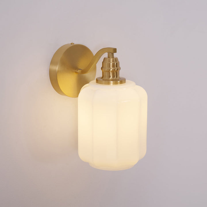 Aplique de pared de latón, cristal, compacto, ideal para pasillos.