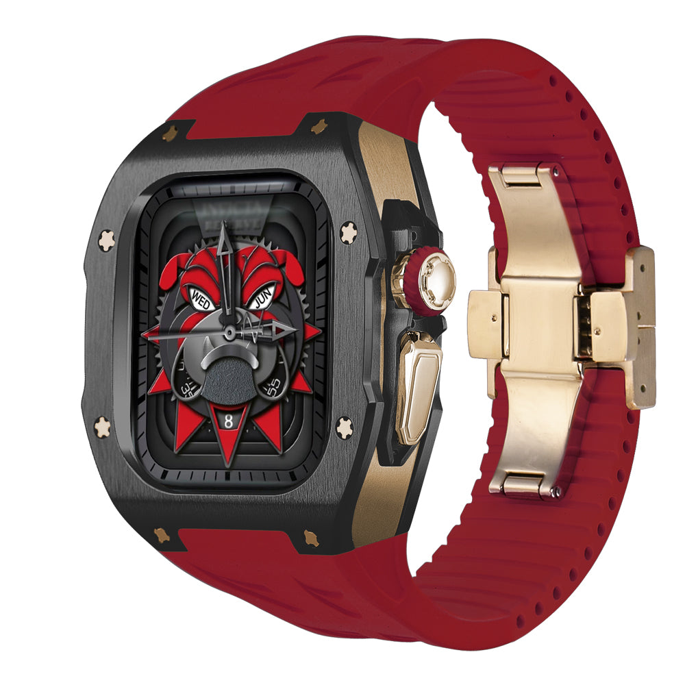 Elegante funda de titanio y correa de fluorocaucho para Smartwatch Ultra 49mm, protección y diseño.