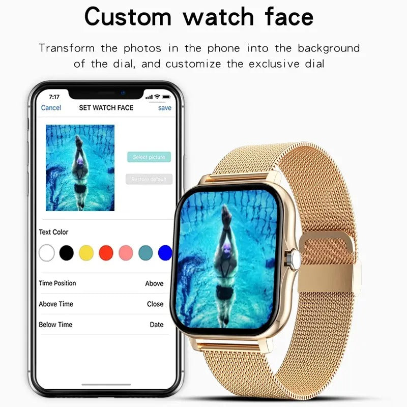 Reloj inteligente elegante en la muñeca de una mujer en su día a día, fusionando salud y estilo.