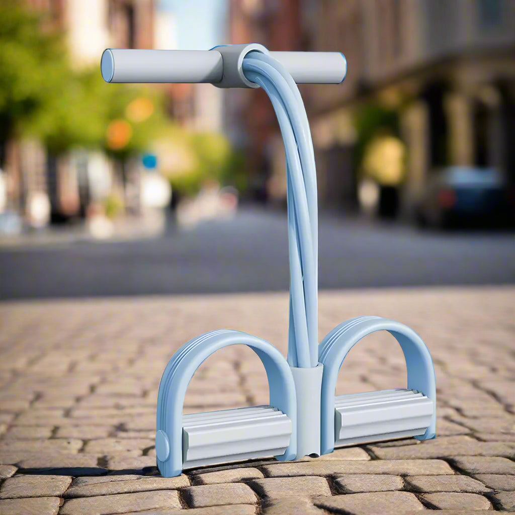 Banda de resistencia para ejercicio y yoga, equipamiento esencial para fitness en casa.