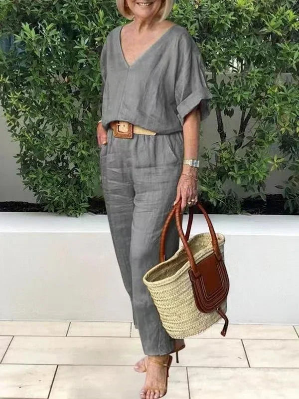 Conjunto de dos piezas para mujer, estilo relajado y versátil, perfecto para la ropa diaria de verano.