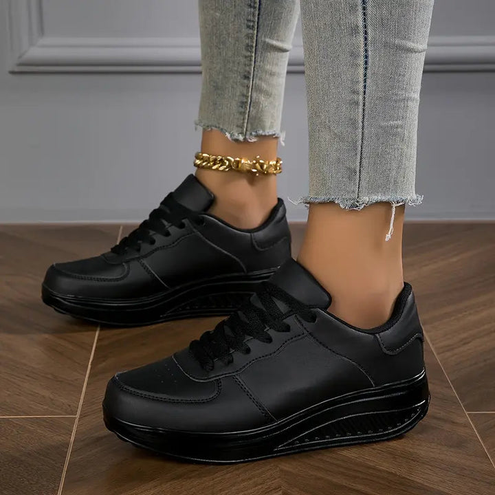 Calzado de plataforma para mujer, zapatillas cómodas con cordones para uso diario casual.