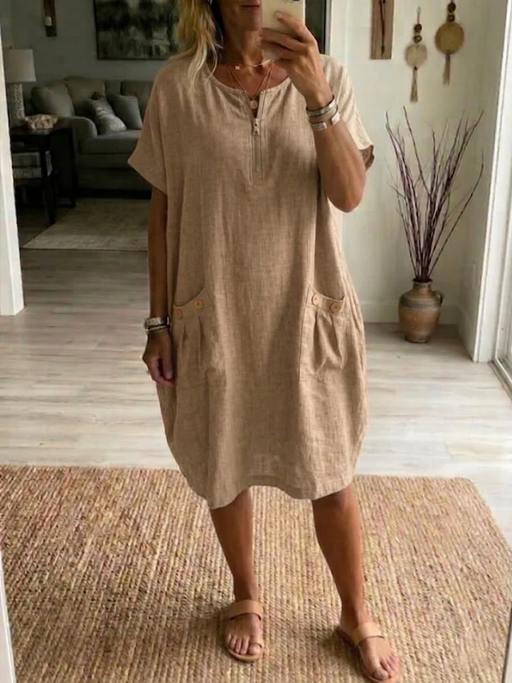 Vestido de moda para mujer, estilo holgado con cremallera. Perfecto para un look casual de verano.