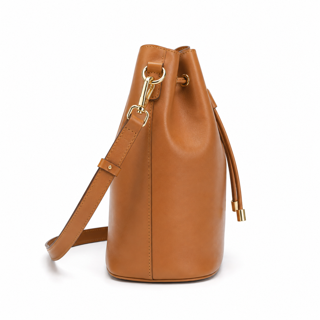 Bolso de cuero genuino estilo cubo, diseño elegante y moderno para mujer, accesorio de moda.