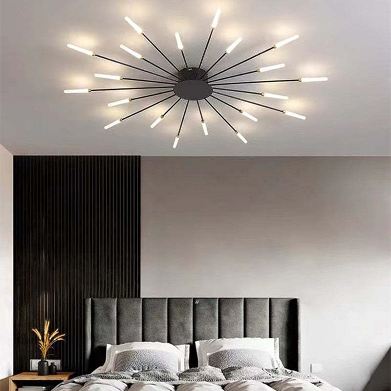 Lámpara de techo LED, estilo espiral. Minimalista y energética para sala de estar, negro o dorado.