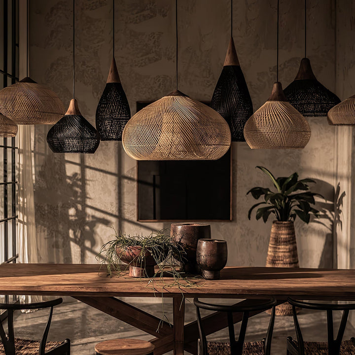 Lámpara de techo minimalista, estilo arpa, para una decoración natural y elegante.