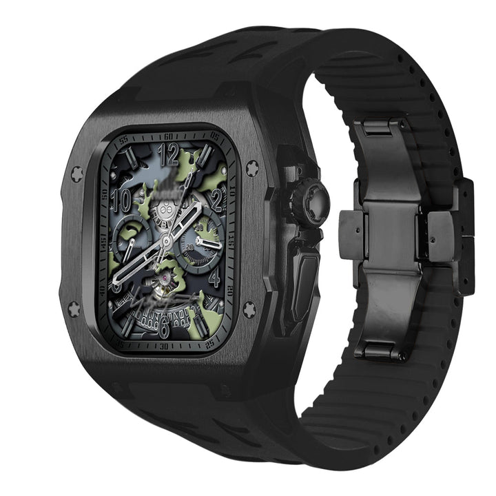 Funda de titanio para Smartwatch Ultra 49mm y correa de fluorocaucho naranja, accesorio vibrante.