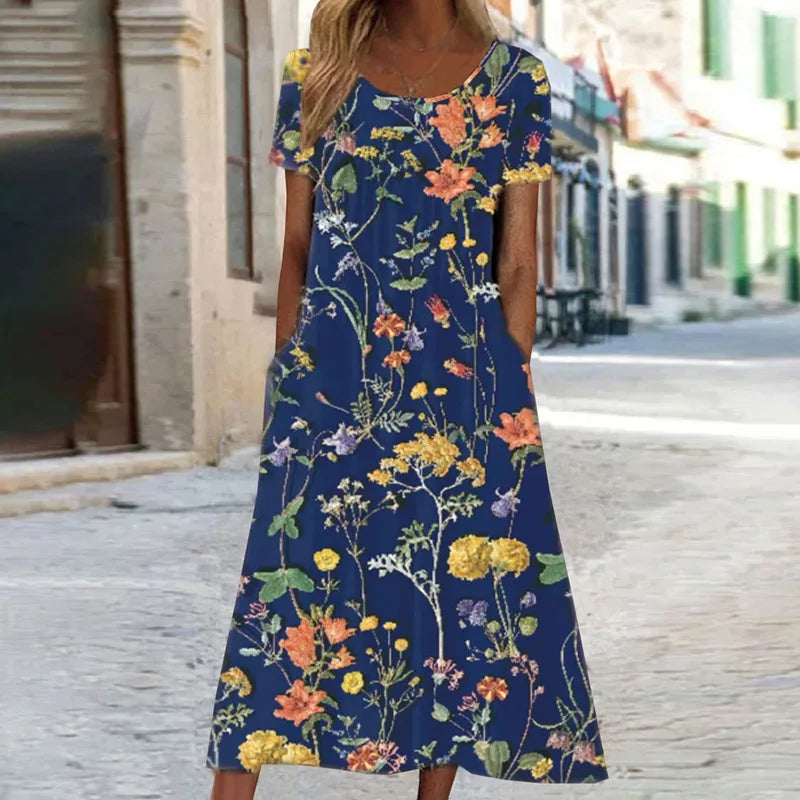 Vestido floral fresco y cómodo para mujer, perfecto para verano, primavera y ocasiones casuales.