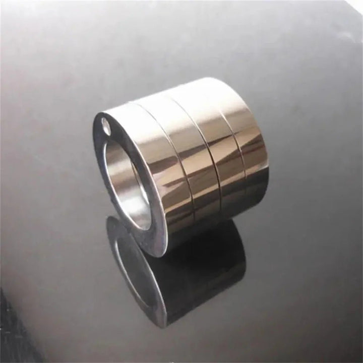 Joyería funcional: anillo de autodefensa rotatorio de acero inoxidable, diseño plegable.