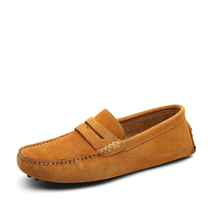Zapatos de ante para hombre, mocasines de estilo casual chic.