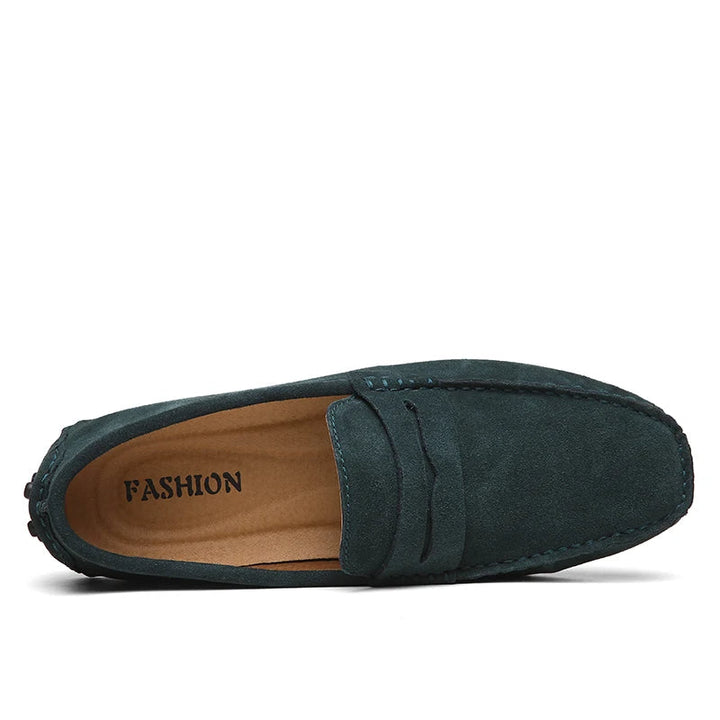 Zapatos de gamuza para hombre, mocasines casuales y versátiles.