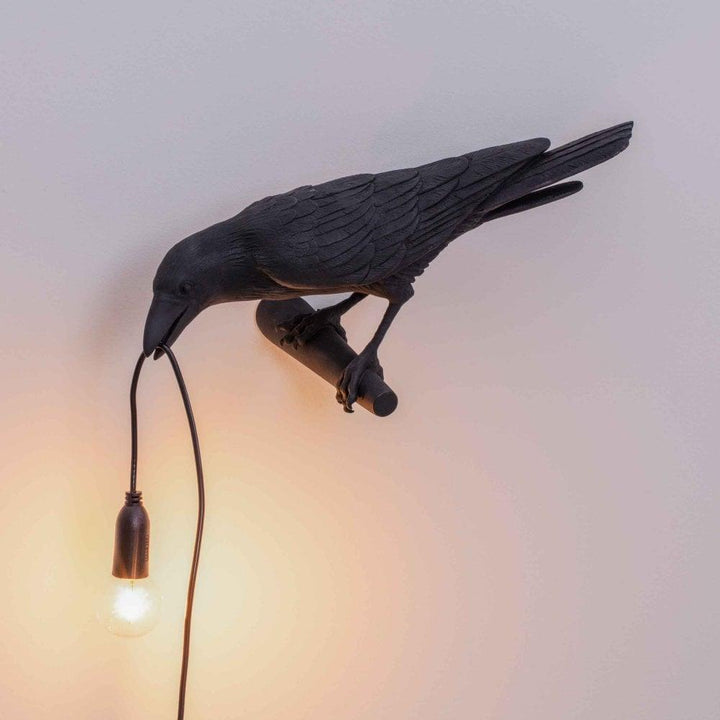 Pájaro decorativo de resina, lámpara de pared para ambiente mágico del hogar.