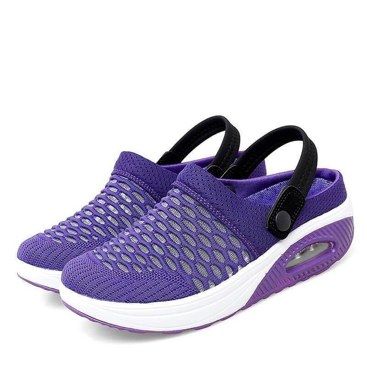 Calzado ortopédico slip-on para mujer, zapatillas cómodas con amortiguación de aire para bienestar de los pies.