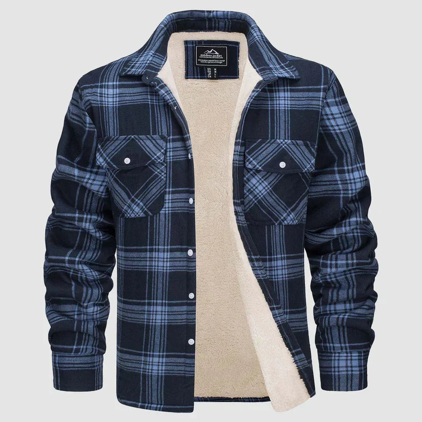 Chaqueta de cuadros cálida para hombre, ideal para invierno. Abrigo casual con forro confortable y estilo moderno.