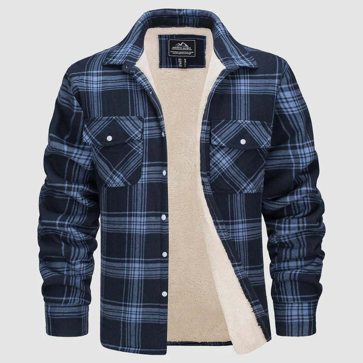 Chaqueta de cuadros cálida para hombre, ideal para invierno. Abrigo casual con forro confortable y estilo moderno.