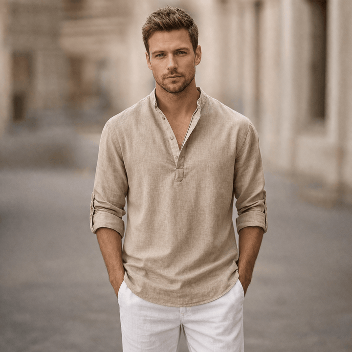 Camisa masculina aireada y cómoda, perfecta para la frescura del verano. Estilo casual y moderno para hombre.