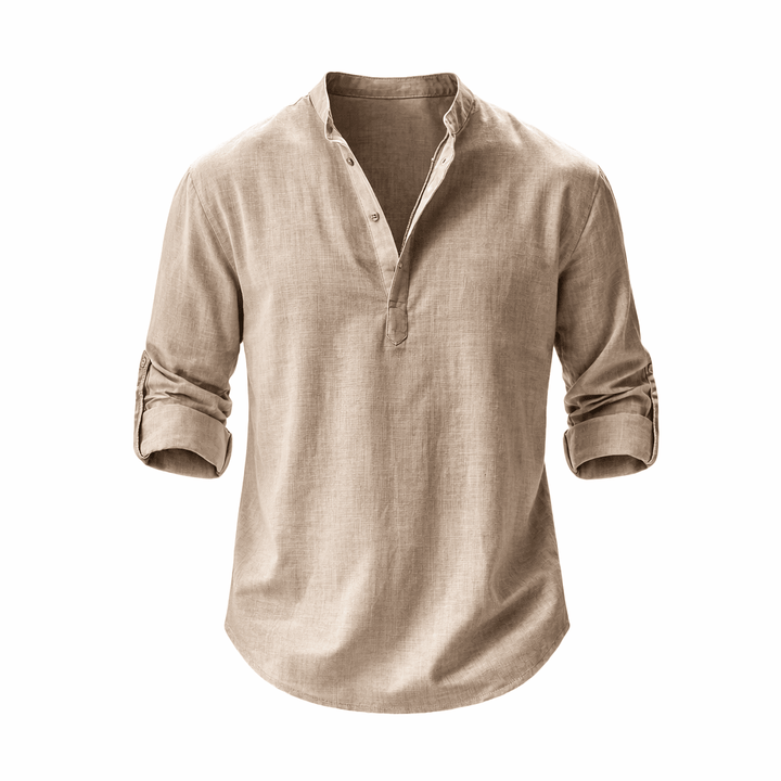 Camisa holgada transpirable de algodón para hombre, ideal para estilo relajado y ropa casual de verano.