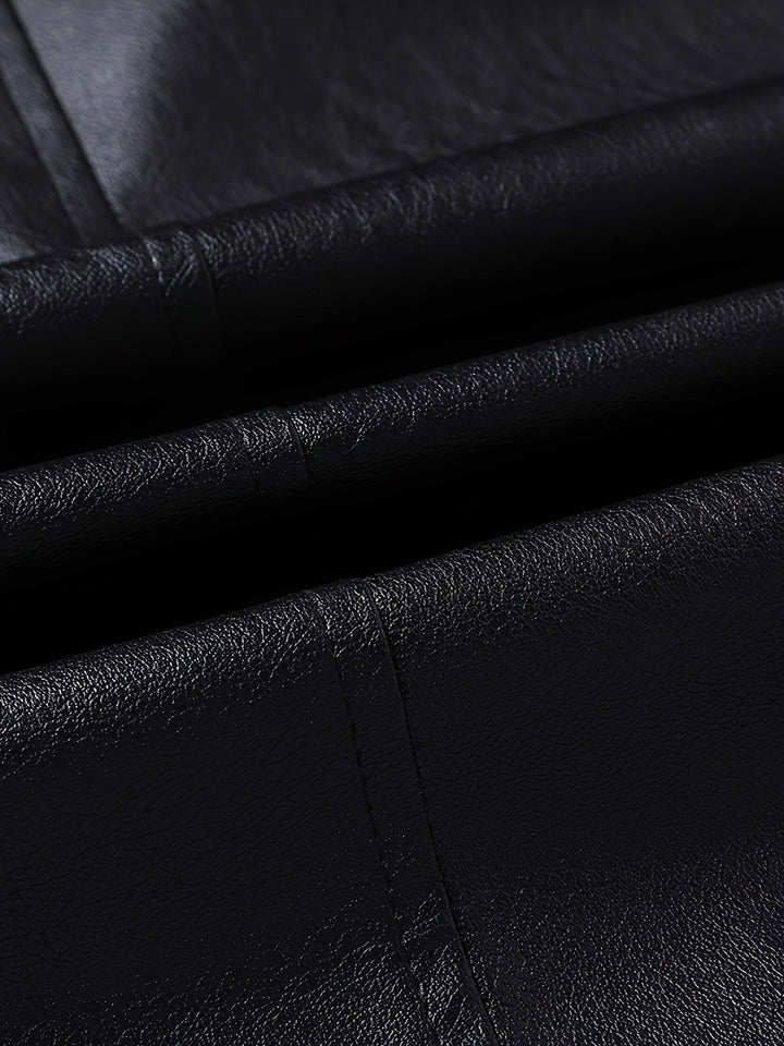 Moderna cazadora de cuero para hombre, estilo motero con cremallera, ideal moda urbana.